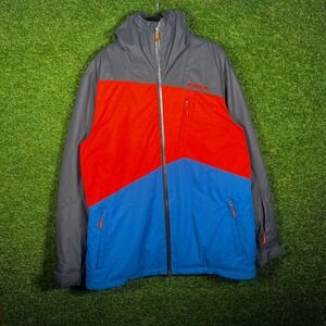 Millennium Three M3 Snowboard Jacket Mens Large Grey Orange Blue Colorblock